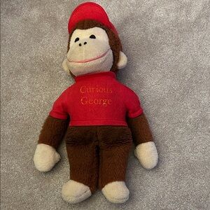 Vintage Curious George Plush Toy with Red Shirt and Cap
